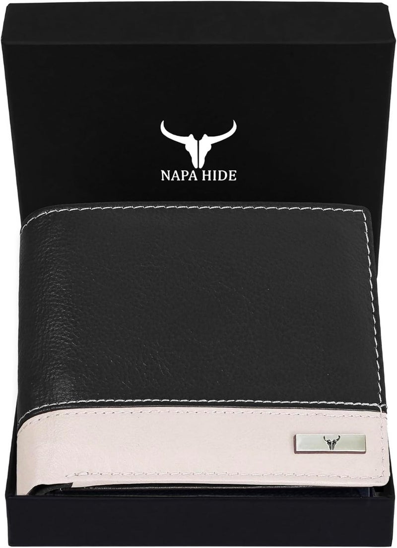 Napa Hide Leather Wallet for Men I 11 Card Slots I 2 Transparent ID Windows I 1 Zipper Compartment - Image 1