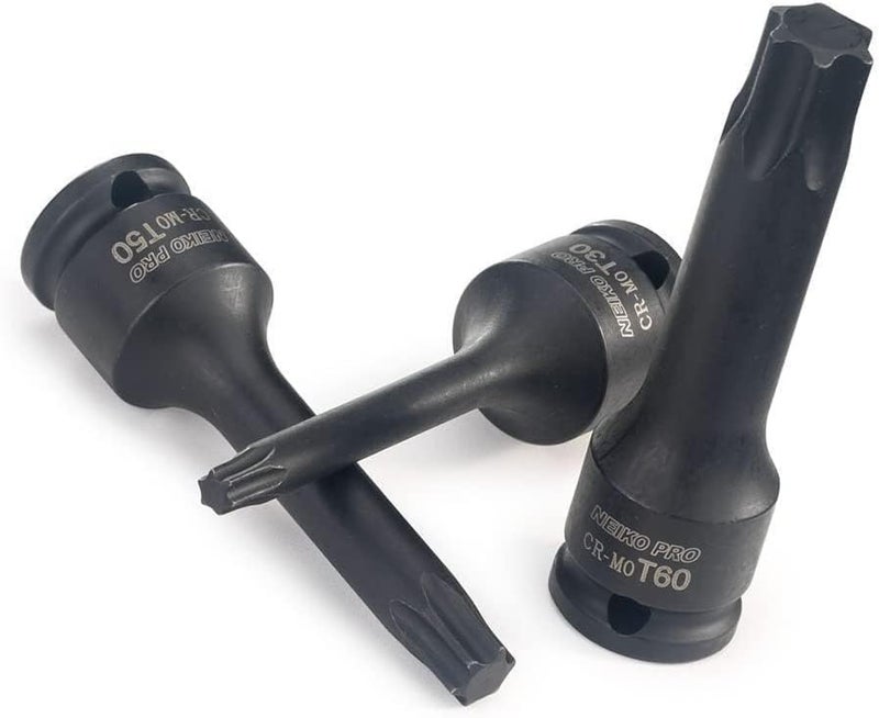 NEIKO 01132B 3/8â€ Drive Torx Star Driver Bit Socket Set | 7 Piece | T20 to T60 | 3â€ Length | Cr-Mo Impact Grade - Image 2