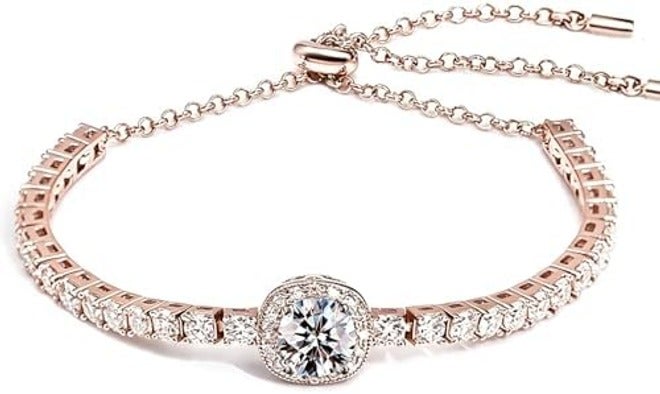FEIKFEIZ Moissanite Tennis Bracelet, 2 Carat 8mm Lab-Created Diamond, Adjustable Silver Bracelet for  Women - Image 3