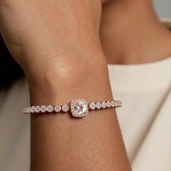 FEIKFEIZ Moissanite Tennis Bracelet, 2 Carat 8mm Lab-Created Diamond, Adjustable Silver Bracelet for  Women - Image 5