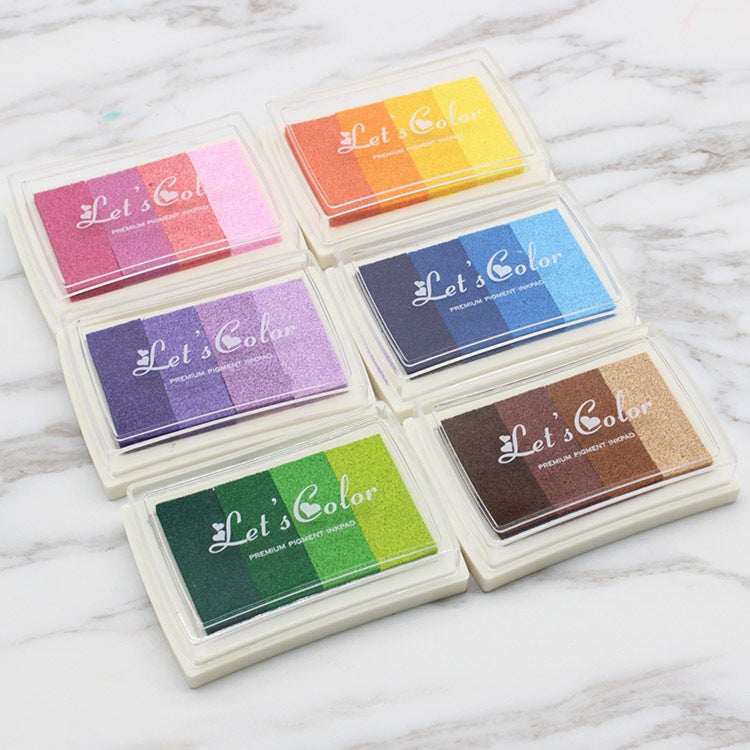 Generic Korean Creative Stationery DIY Gradient Ink Pad 4-Color Green Change 
