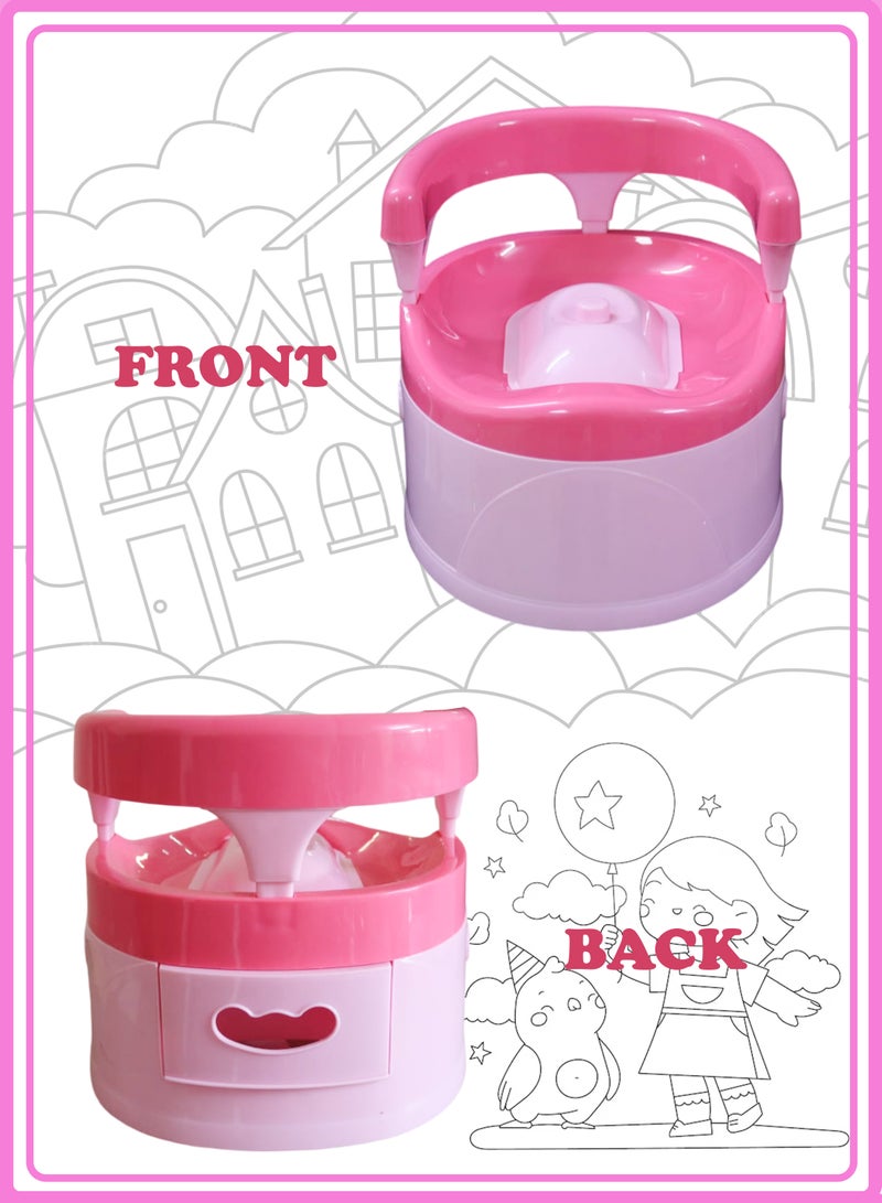 Baby Potty Training Chair Seat with Lid and Backrest – Portable, Splash Proof, Easy to Clean, Detachable Bowl, Children, Toddler and Kids Toilet Training Seat (Pink) - Image 5