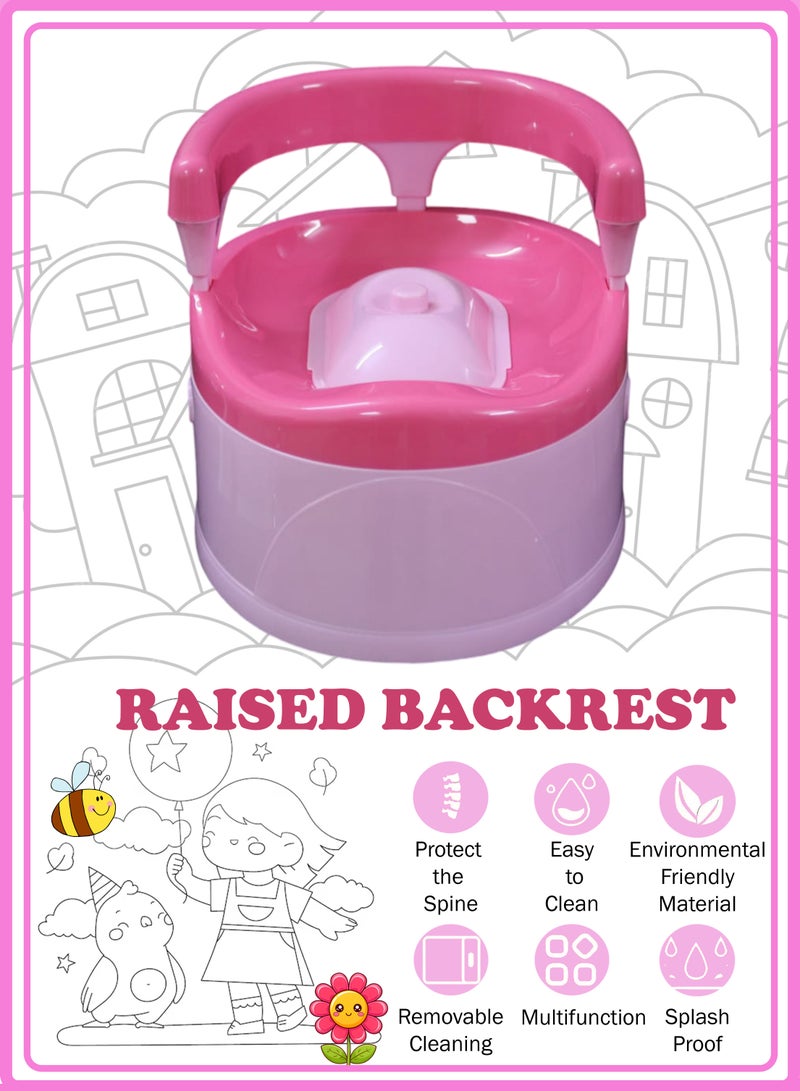 Baby Potty Training Chair Seat with Lid and Backrest – Portable, Splash Proof, Easy to Clean, Detachable Bowl, Children, Toddler and Kids Toilet Training Seat (Pink) - Image 2