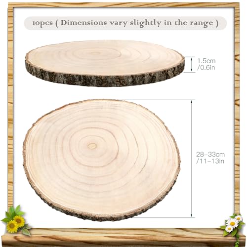ZOCONE 10 Pcs Large Wood Slices 11-13 Inches Unfinished Rounds, Natural Paulownia Wooden Slices for Centerpieces, Round Wooden Discs Decoration for Rustic Wedding, Wood Centerpieces for Tables - Image 2