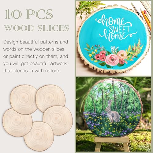 ZOCONE 10 Pcs Large Wood Slices 11-13 Inches Unfinished Rounds, Natural Paulownia Wooden Slices for Centerpieces, Round Wooden Discs Decoration for Rustic Wedding, Wood Centerpieces for Tables - Image 3