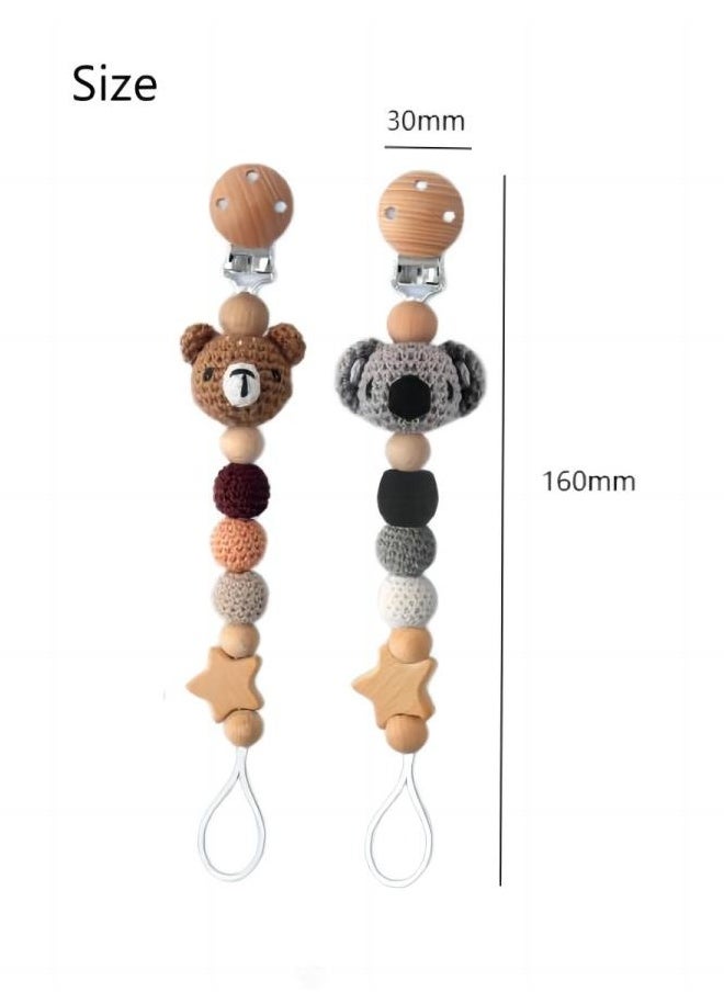 Bebiland 2 Pack Pacifier Clips for Boys and Girls, Koala & Bear Handmade Knitted Pacifier Holder Fits for Most Pacifier, Baby Teethers, Baby Shower and Baby Gift  - Image 2