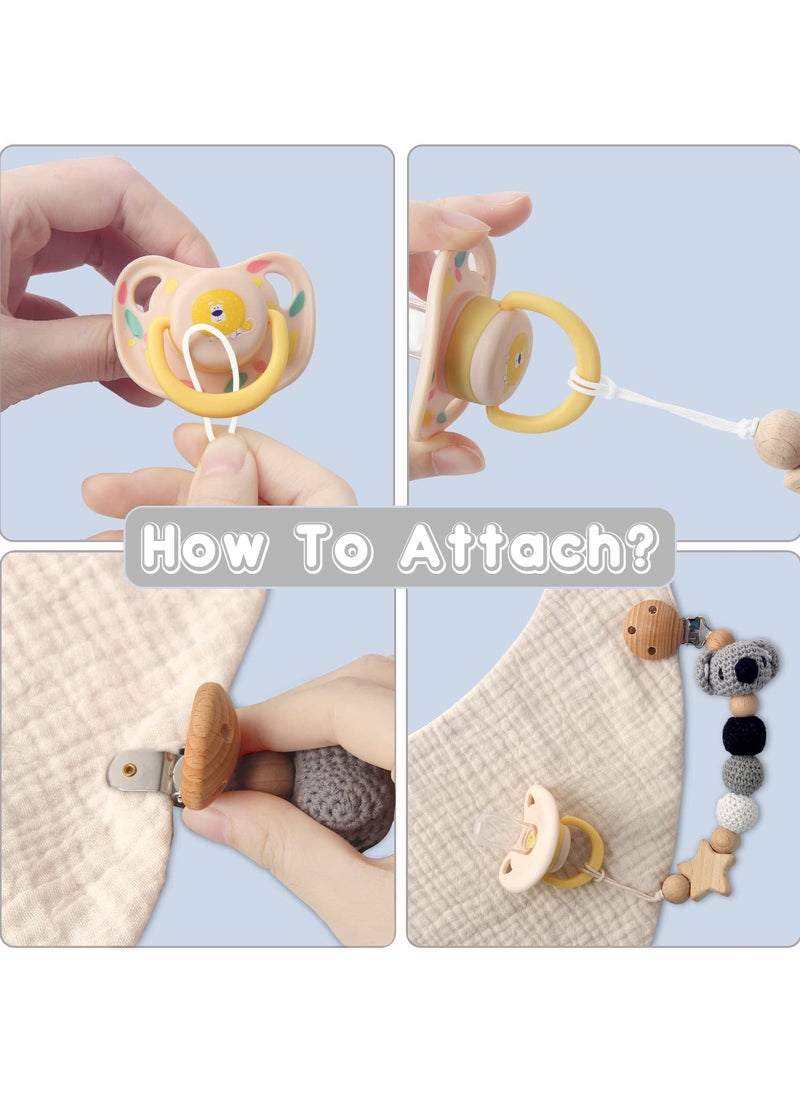 Bebiland 2 Pack Pacifier Clips for Boys and Girls, Koala & Bear Handmade Knitted Pacifier Holder Fits for Most Pacifier, Baby Teethers, Baby Shower and Baby Gift  - Image 3