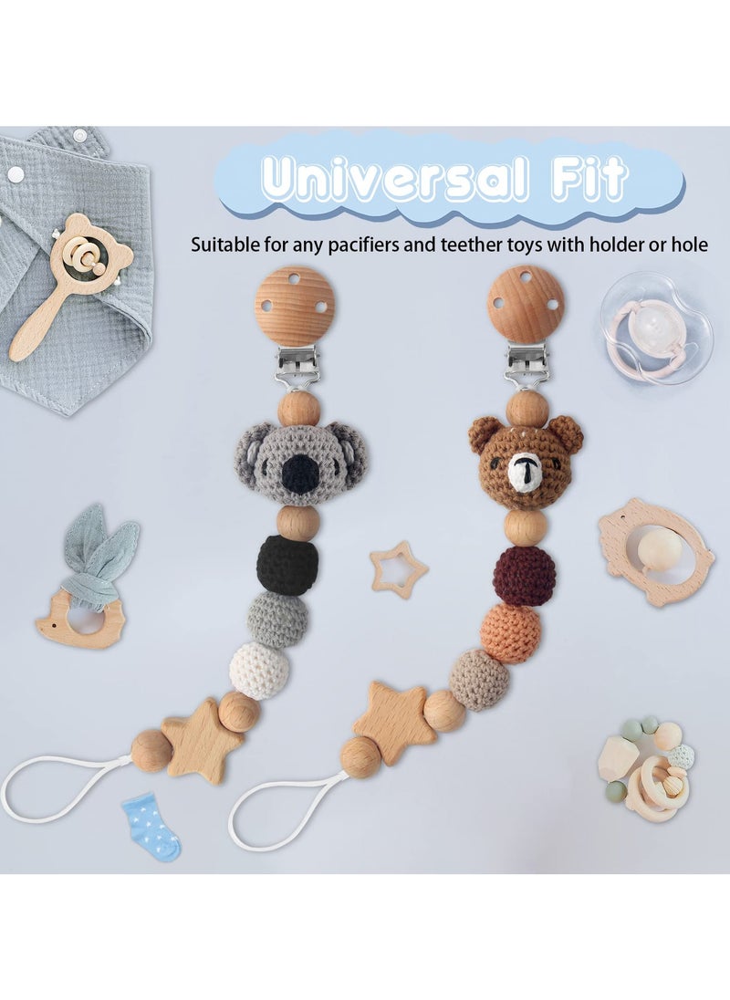 Bebiland 2 Pack Pacifier Clips for Boys and Girls, Koala & Bear Handmade Knitted Pacifier Holder Fits for Most Pacifier, Baby Teethers, Baby Shower and Baby Gift  - Image 4