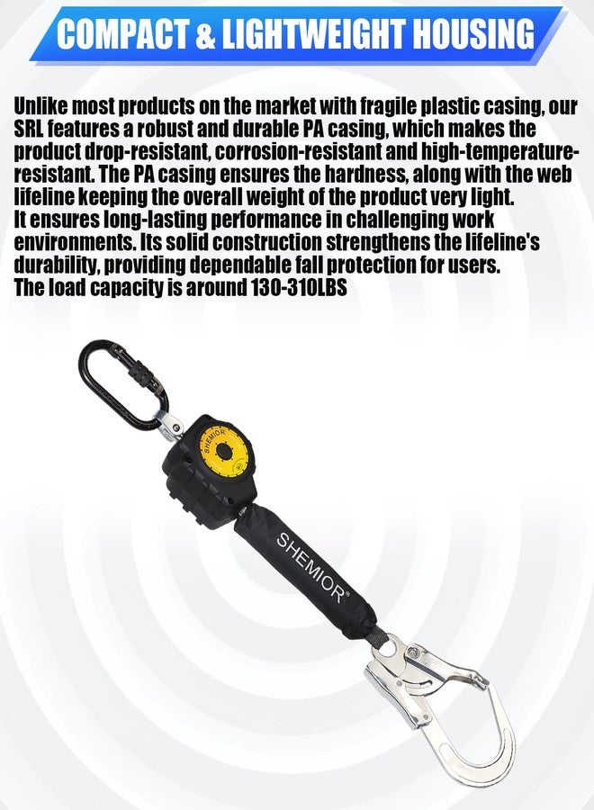 SHEMIOR 6FT Self Retracting Lifeline, Swivel Top Lightweight Housing Shemior Web SRL ANSI Self Retractable Safety Lanyard, Fall Arrest Protection Gear for Roofing Construction, Rebar Hook - Image 5