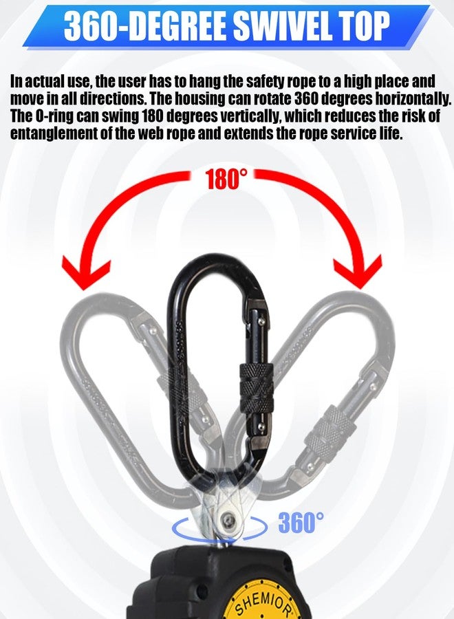 SHEMIOR 6FT Self Retracting Lifeline, Swivel Top Lightweight Housing Shemior Web SRL ANSI Self Retractable Safety Lanyard, Fall Arrest Protection Gear for Roofing Construction, Rebar Hook - Image 3