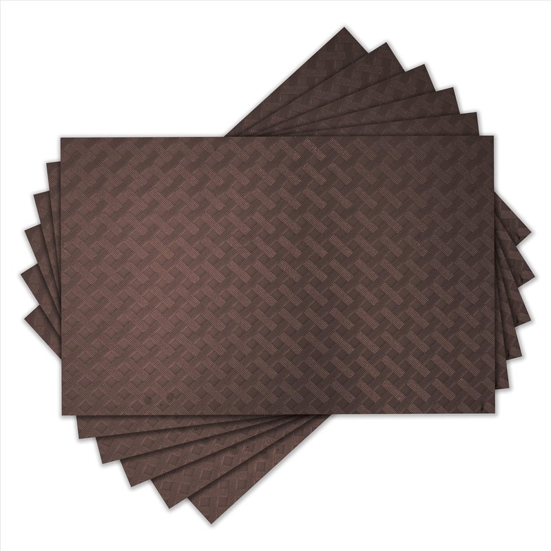 ElastPro Placemat Set of 6 Heat-Resistant Place Mats Stain Resistant Washable, Dining Table and Fridge Mat (Diagonal Pattern, Coffee Brown) - Image 5