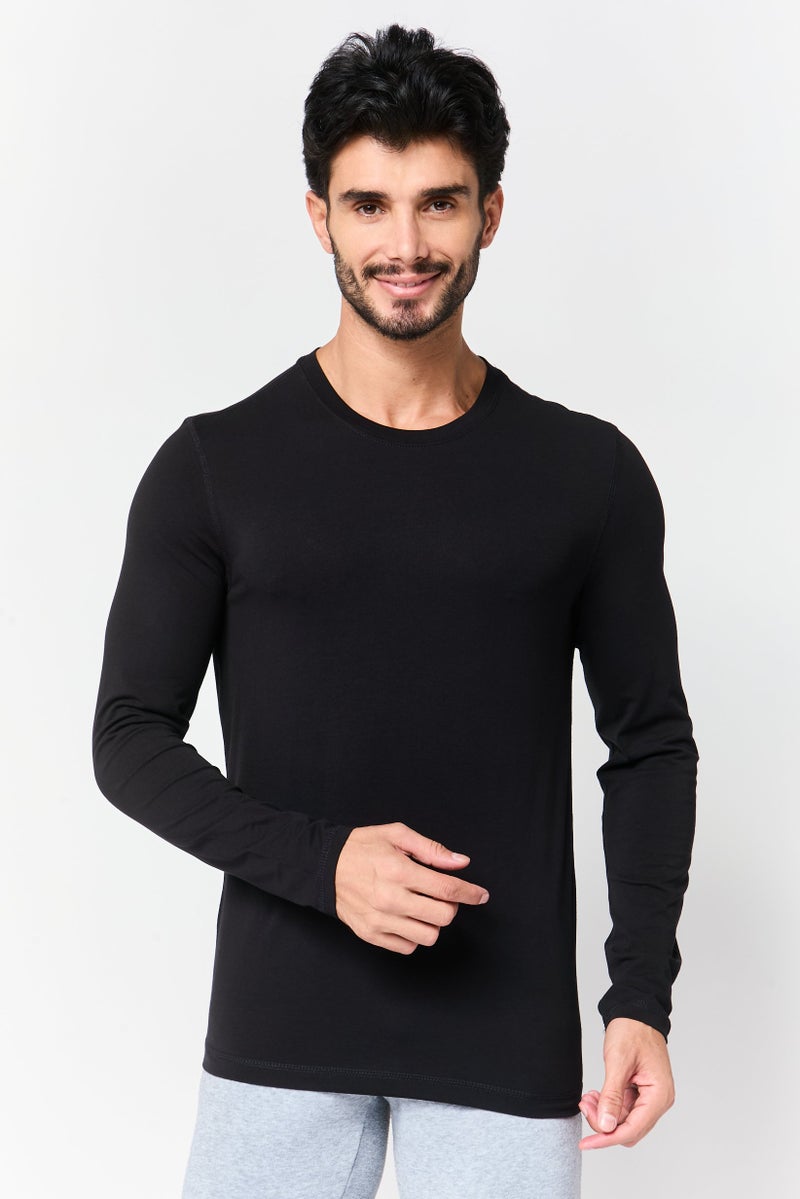 90 Degree By Reflex Men Sportswear Fit Long Sleeve Outdoor T-Shirt, Black - Image 1