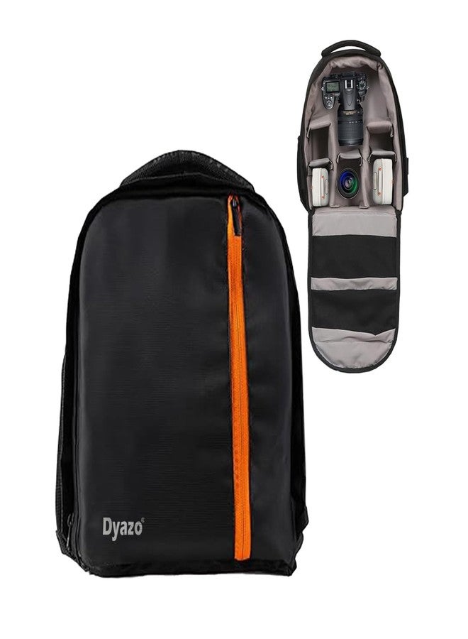 Dyazo Water Resistant Camera Backpack with Extra Front Pocket Photographers Bag with Rain Cover Tripod Holder Compatible for Sony Nikon Canon Panasonic DSLR (Black & Orange) - Image 1