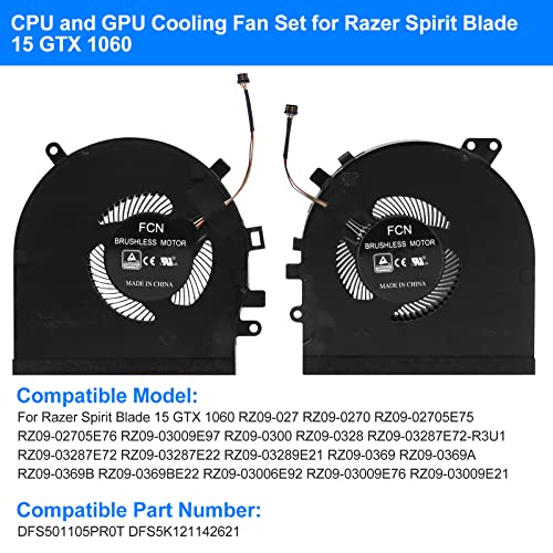 ARLBA CPU+GPU Cooling Fan New Replacement for Razer Spirit Blade 15 GTX1060 RZ09-027 RZ09-0270 RZ09-0300 RZ09-0328 RZ09-0369 RZ09-0369A/B RZ09-03009E97 RZ09-03287E72-R3U1 DFS501105PR0T DFS5K121142621 - Image 5
