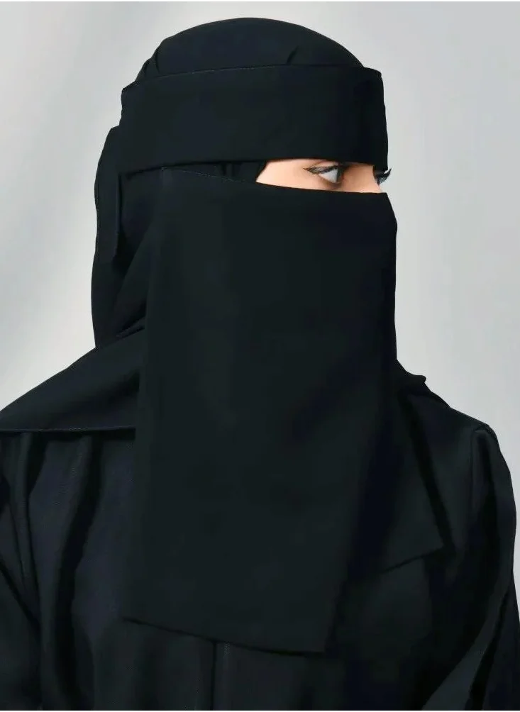 lamha abaya Long sunniqab with single rubber with tie closure