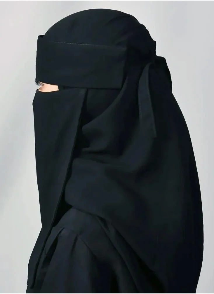 lamha abaya Long sunniqab with single rubber with tie closure