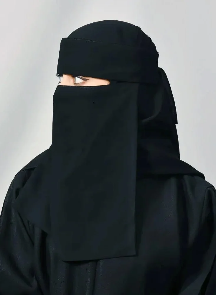 عبايات لمحة نقاب شمسي طويل بمطاط واحد مع ربطة اغلاق