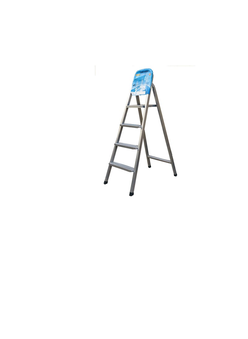 ROBUSTLINE Robustline Heavy Duty Steel Ladder, Ultra Stable Folding Ladder. (4 Step, Silver)  - Image 1