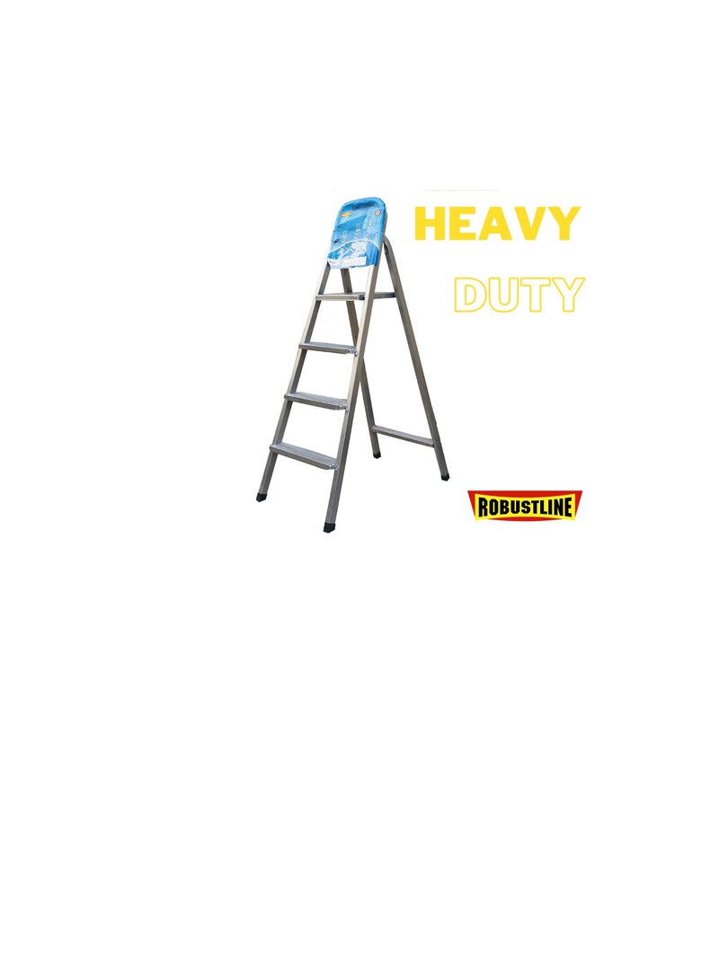 ROBUSTLINE Robustline Heavy Duty Steel Ladder, Ultra Stable Folding Ladder. (4 Step, Silver)  - Image 3