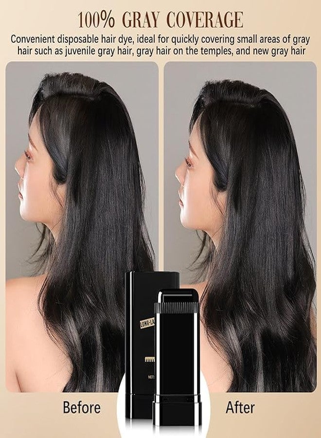 Prosopyare Hair Color Stick, Waterproof and Sweat-Proof Comb Hair Dye Stick, Portable Color Touch-Up Hair Sticks Hair Dye Comb For Gray Hair Coverage, 2 in 1 Instant Dye, for Women & Men 1pc 20g - Black - Image 2