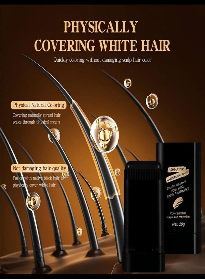 Prosopyare Hair Color Stick, Waterproof and Sweat-Proof Comb Hair Dye Stick, Portable Color Touch-Up Hair Sticks Hair Dye Comb For Gray Hair Coverage, 2 in 1 Instant Dye, for Women & Men 1pc 20g - Black - Image 5