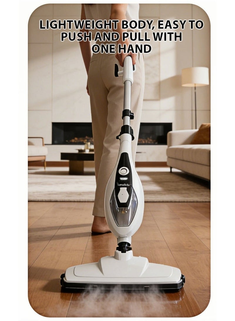 LumaBella 2000W Steam Mop, Steam Cleaner 150°C Fast Dry, 350ML Large Tank,  Multi-Purpose Steam Mop for Floor, Kitchen, Glass & Garment Steaming, 12 Accessories, Chemical-Free Sanitizing - Image 3