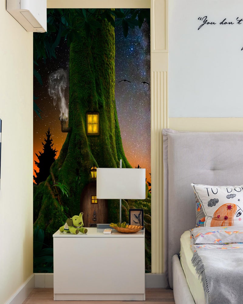 FLFK Door Sticker - Peel and Stick Tree House Door Wallpaper, Removable Self-Adhesive Mural, 30.3"W x 78.7"L, Set of 2 Sheets - Image 4