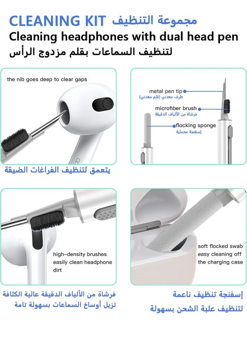 زَافِرَة جراب سماعه ايربودز 4 مع مجموعة تنظيف - كفر سماعات ايربودز 4 من السيليكون الناعم مزود بسلسلة مفاتيح، يضمن حماية شاملة كاملة، متوافق مع Apple Airpods 4th Generation، باللون الأسود - Image 5