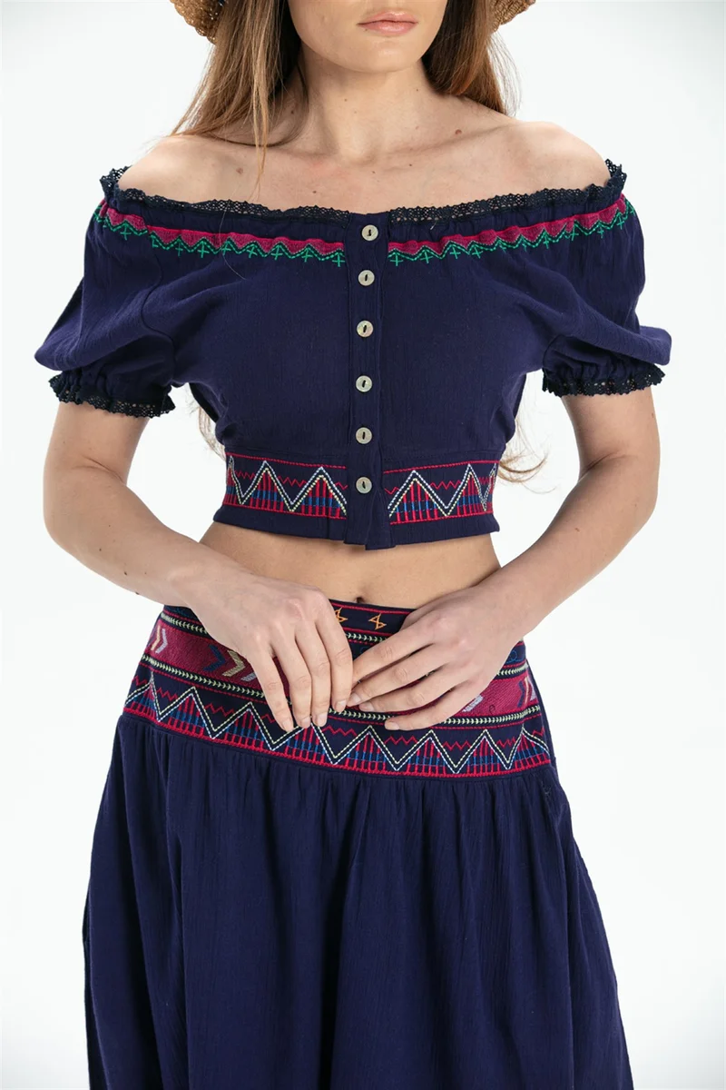 اليش شيل بيزي Short Sleeve Şile Cloth Latin Bustier Purple Purple