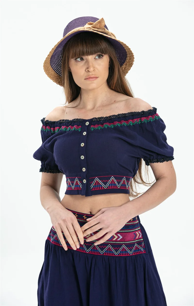 اليش شيل بيزي Short Sleeve Şile Cloth Latin Bustier Purple Purple