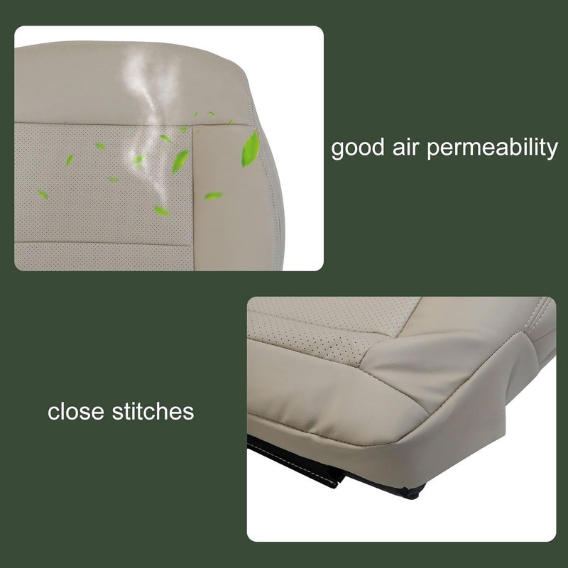 FZJDSD Light Tan Driver Side Bottom Microfiber Leather Seat Cover for Mercedes Benz E-Class 2014-2016 - Image 2