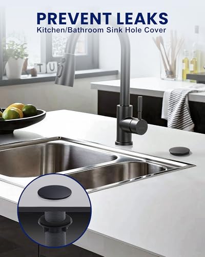 iVIGA Kitchen Sink Hole Cover,Faucet Hole Cover Stainless Steel,Wash Basin Sink Plug Tap Hole Plate Stopper Cover, Matte Black - Image 5