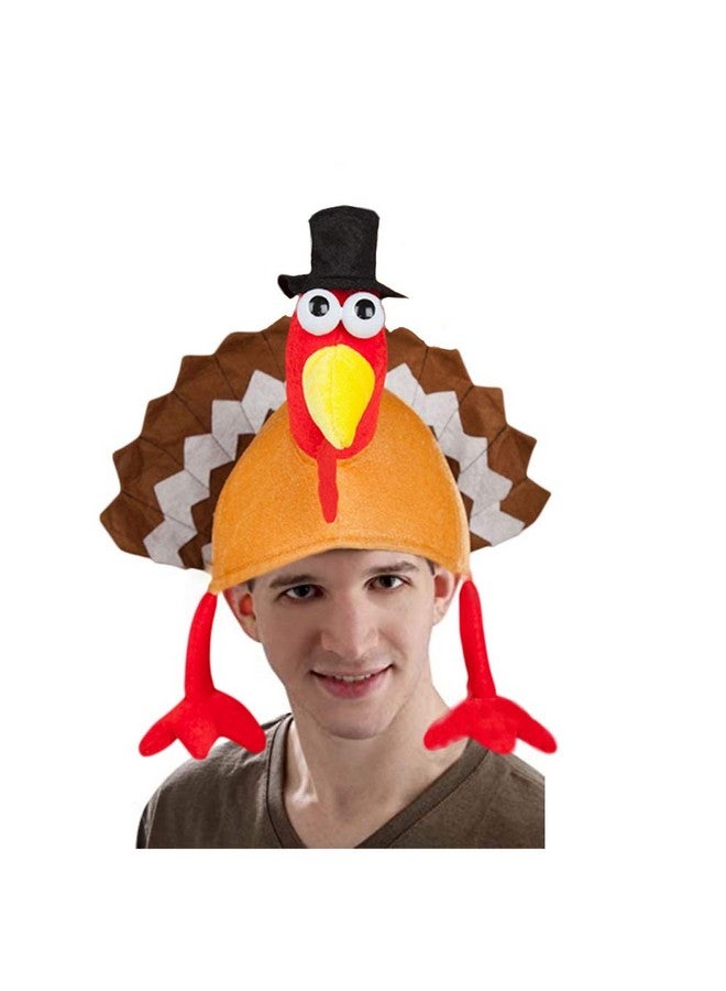Asekonc Plush Turkey Thanksgiving Hat With Head, Legs And Tail Fancy Dress Accessory,Thanksgiving Party Costume, Outfit And Dress - Image 3