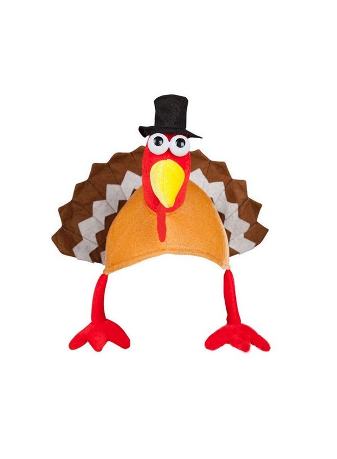 Asekonc Plush Turkey Thanksgiving Hat With Head, Legs And Tail Fancy Dress Accessory,Thanksgiving Party Costume, Outfit And Dress - Image 2