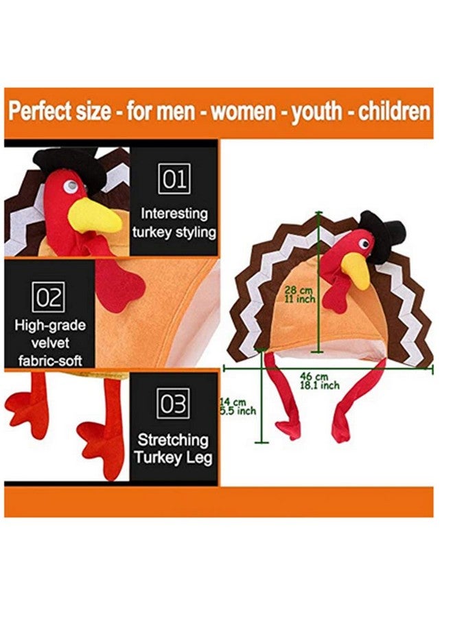 Asekonc Plush Turkey Thanksgiving Hat With Head, Legs And Tail Fancy Dress Accessory,Thanksgiving Party Costume, Outfit And Dress - Image 4