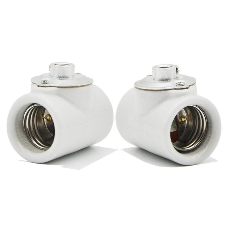 Dual Bulb Socket Medium Base E26 Double Light Fixture SocketScrew Fixing Porcelain E26 Twin Light Socket with Bushing