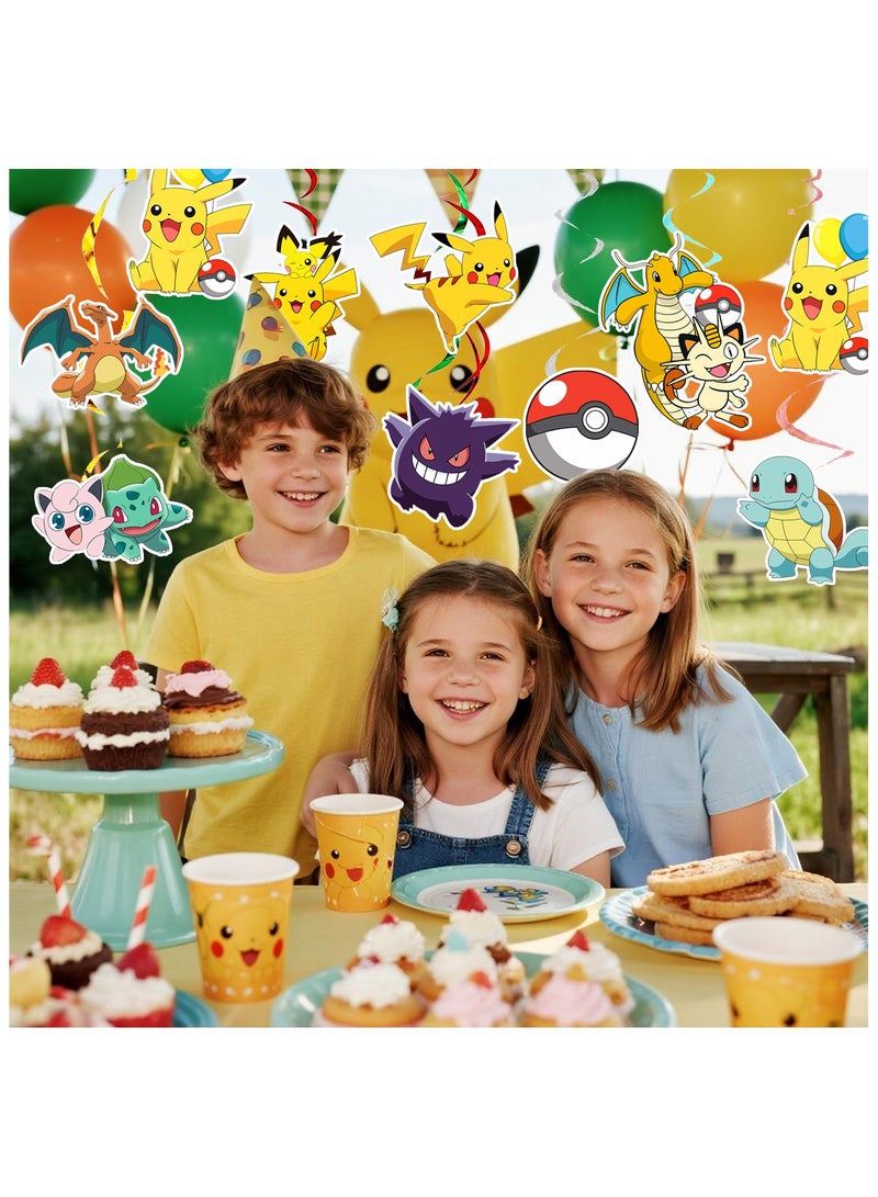 FRUITFUL PARTY 24 Pcs Pokemon Birthday Party Decoration Spiral Set - Pikachu Hanging Spiral, Pokemon Themed Hanging Spiral Suitable for Pikachu Birthday Decoration Supplies - Image 4