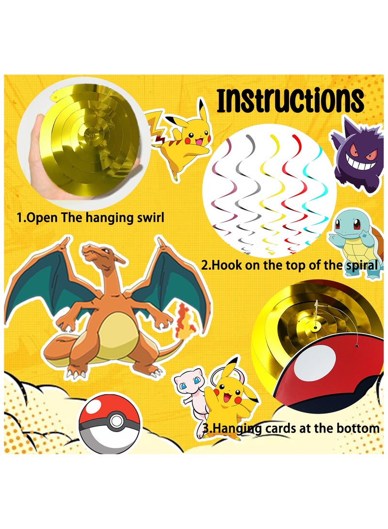 FRUITFUL PARTY 24 Pcs Pokemon Birthday Party Decoration Spiral Set - Pikachu Hanging Spiral, Pokemon Themed Hanging Spiral Suitable for Pikachu Birthday Decoration Supplies - Image 5