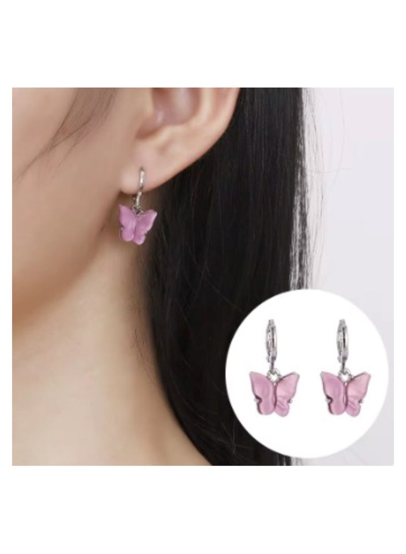 Huitich Elegant Gold Colour Tone Dangle Earrings Set - 9 Pairs with Butterfly & Heart Motifs  - Image 2