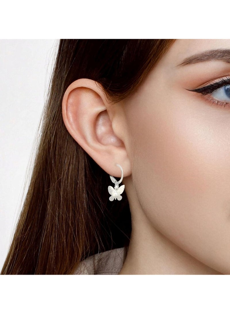 Huitich Elegant Gold Colour Tone Dangle Earrings Set - 9 Pairs with Butterfly & Heart Motifs  - Image 4