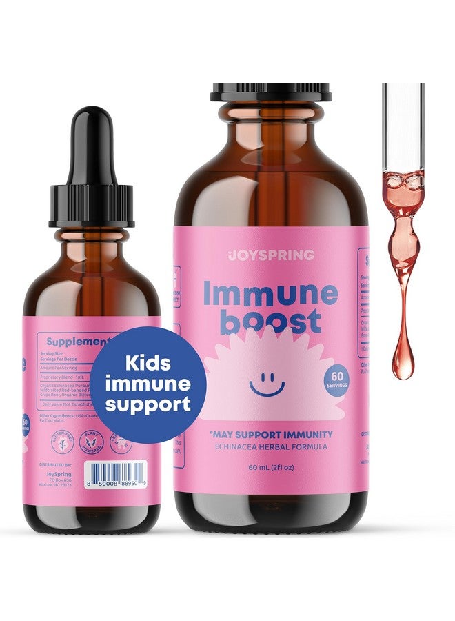 جوي سبرينج JoySpring Immune Drops - مكمل سائل لدعم المناعة للأطفال (2 أونصة سائلة) مع إشنسا، توت العليق، جذر عنب أوريغون، قشر البرتقال والفيتامينات الطبيعية A وB6 وC | دعم المناعة للأطفال والكبار - Image 1
