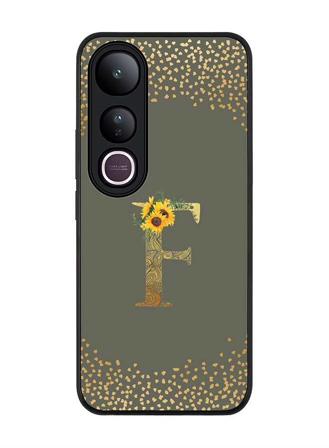 Stylizedd For vivo V50 Lite Case,Slim fit Camera Protection, Shockproof Thin Phone cover  - Custom Floral Monogram - F  (Olive Green )