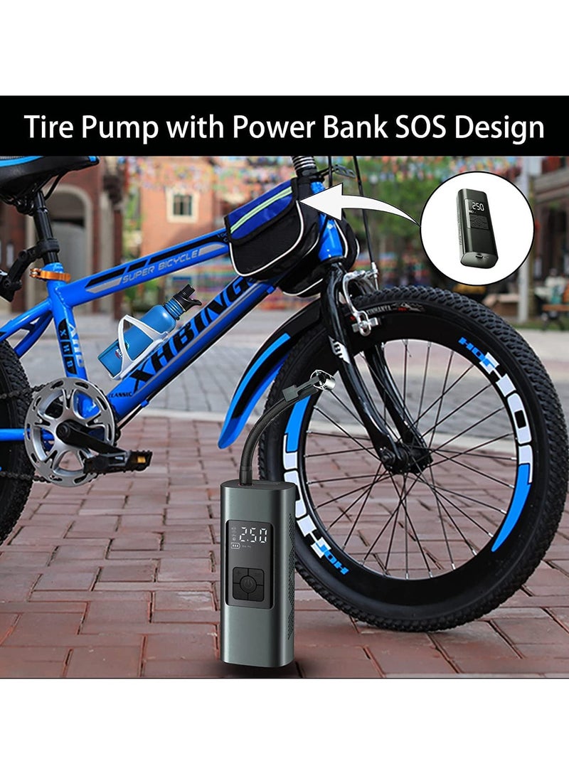 SYOSI Portable Tire Inflator, Electric Air Compressor, 150PSI Tire Inflator Pump with 6000mA Battery, Smart Tire Inflation Pump with LCD Screen/Auto-Off/Emergency LED Light for Vehicle/Bikes/Balls - Image 3