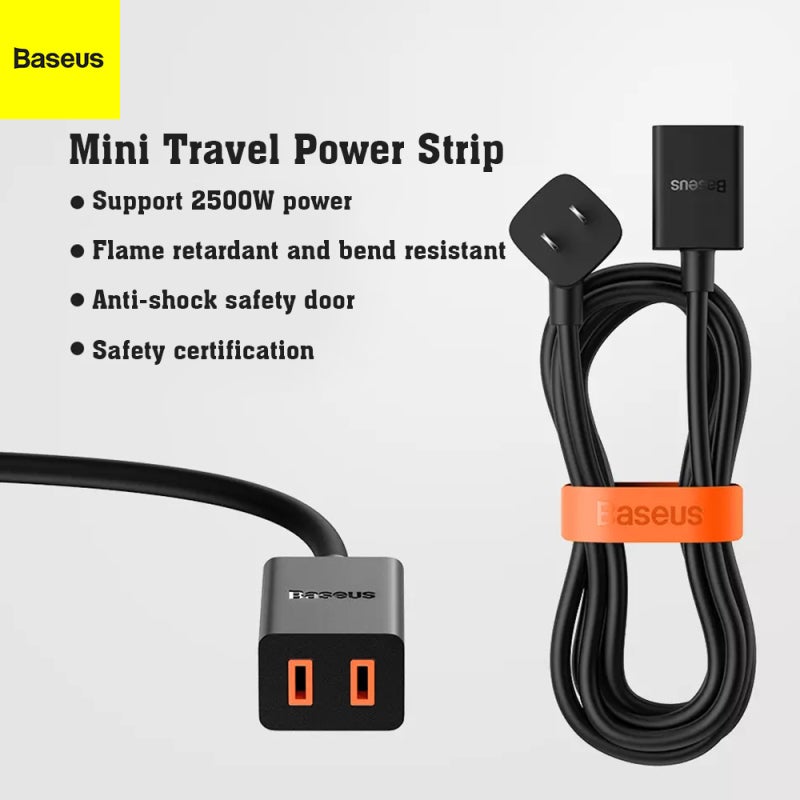 Baseus Power Strip with 45-Degree Bevel Multi-Port Chargers - 1mm² Extension Cord Flame Retardant Travel Power Strip for Home Office - Image 1