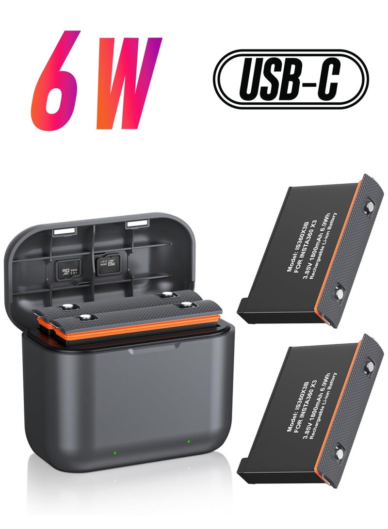 2 Packs Replacement for Insta 360 x3 Battery 1800mAh and Dual Slot USB Fast Charger Hub Compatible with Insta360 X3 Action Camera High Capacity Electric Core (Fully Compatible with Original)  - Image 1