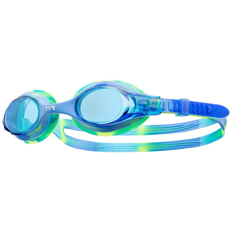 TYR Swimple Tie Dye Youth Swim Goggles, Blue/Green, Ages 3-10 - Image 2