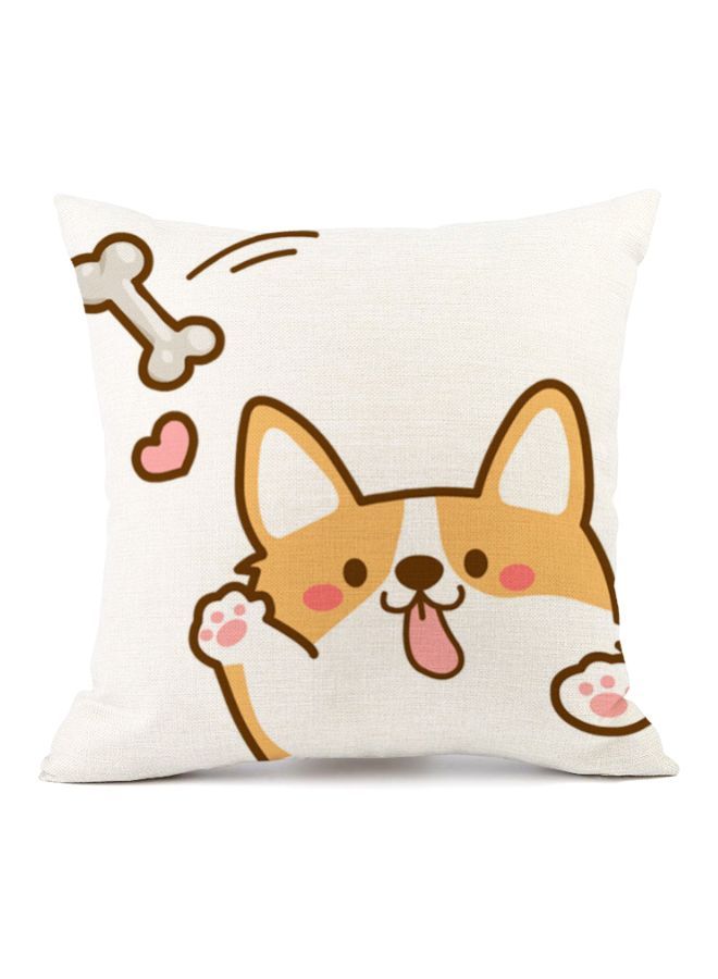 NIBEMINENT Cartoon Printed Cushion Cover White/Beige/Pink 45x45cm