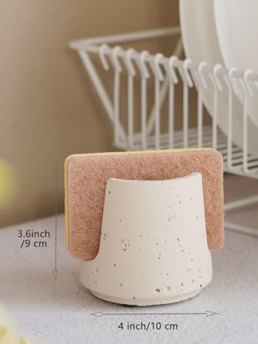 SDALI HOME Concrete Sponge Holder for Kitchen Sink Counter,Kitchen Dish Rack,Sponge Caddy for Sink Countertop Organizer and Elegant Decor,Waterproof/Heavy (Light Beige) - Image 5
