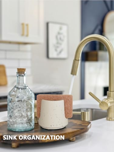 SDALI HOME Concrete Sponge Holder for Kitchen Sink Counter,Kitchen Dish Rack,Sponge Caddy for Sink Countertop Organizer and Elegant Decor,Waterproof/Heavy (Light Beige) - Image 4