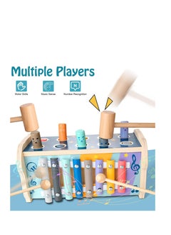 Kids Toys Baby Early Development Wooden Toys With Hammer Xylophone And Pounding Fun  - Image 3